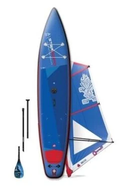 Starboard Waterman Package With Inflatable WindSUP Touring 12'6''x30''x6 Deluxe SC Starboard Compact Rig 5,5 Qm & Starboard Tiki Tech Paddel 3pcs 2023